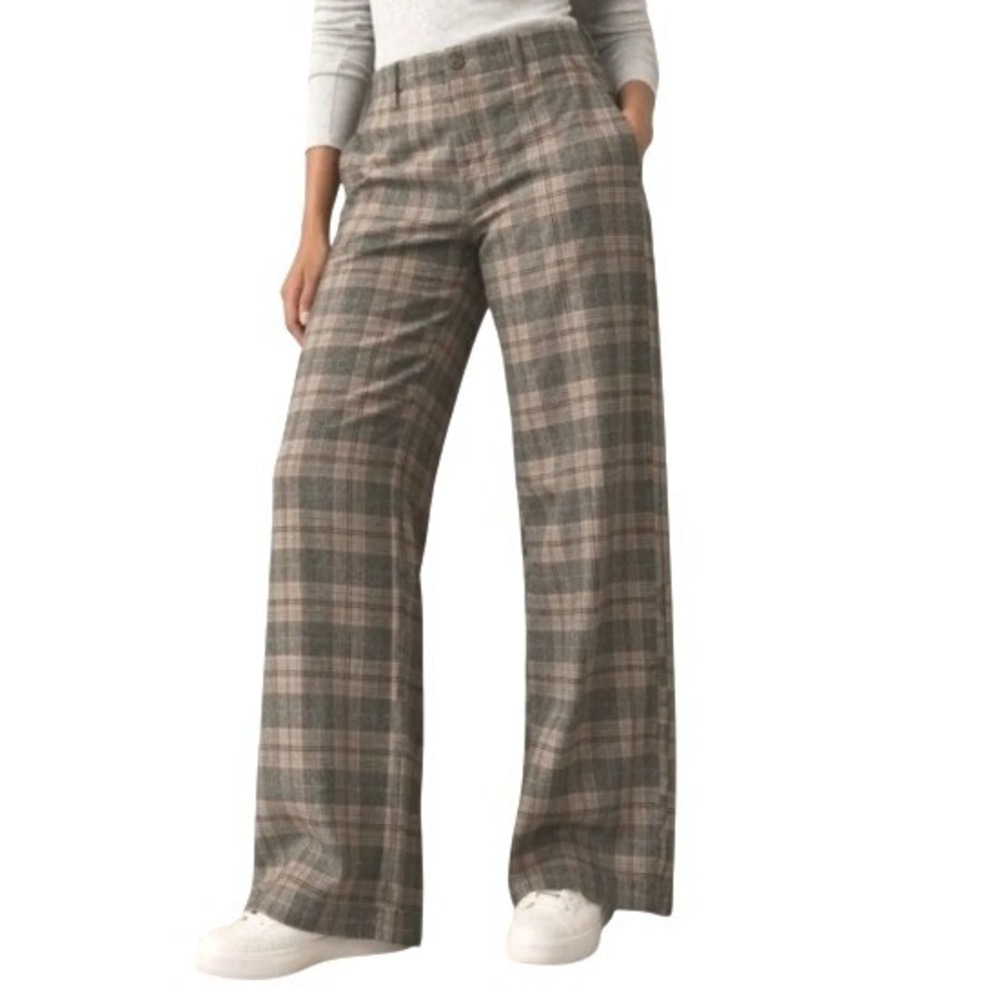 American Eagle Womens 4 Short Brown Plaid Super High Rise Baggy Wide Leg Pants